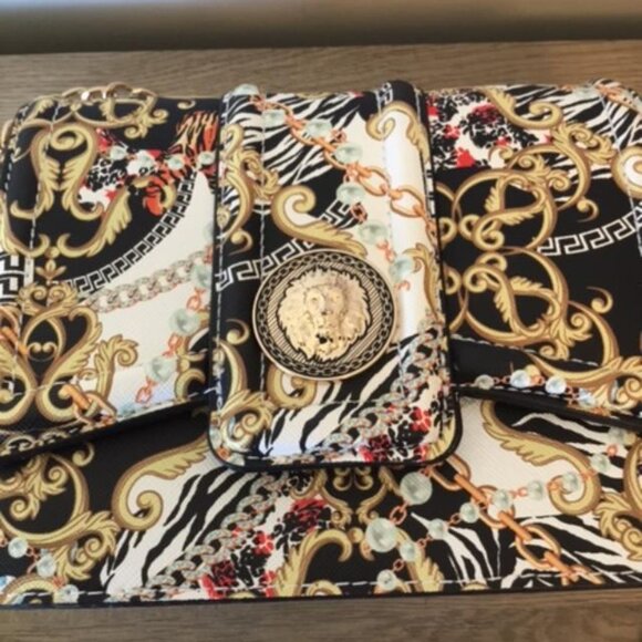 Aldo Tiger Queen Bag Black and Gold Baroque Shoulder Crossbody Bag NWOT - Picture 4 of 8